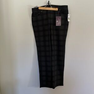 Gloria Vanderbilt Amanda Ponte Plaid Pants 14 Petite Average, Dark Heather Grey